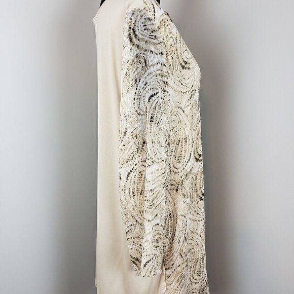 New Directions Cream Paisley Overlay Blouse - Picture 2 of 4